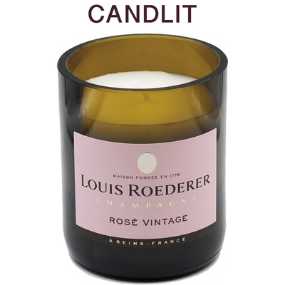 Candlit Candela in Bottiglia di Champagne Louis Roederer Rosé Vintage