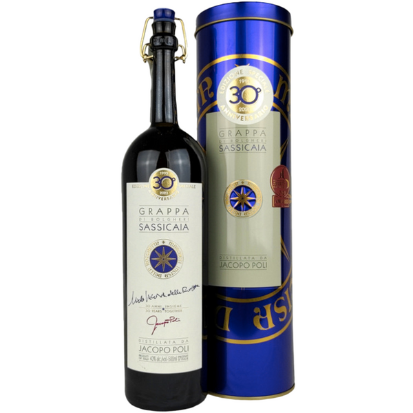 Poli Destillerie Grappa Sassicaia 50 cl Röhre